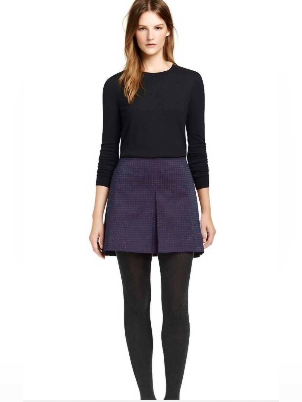 Tory Burch NWT Klarissa Pleated Navy / Daisy Dots Mini Skirt 10